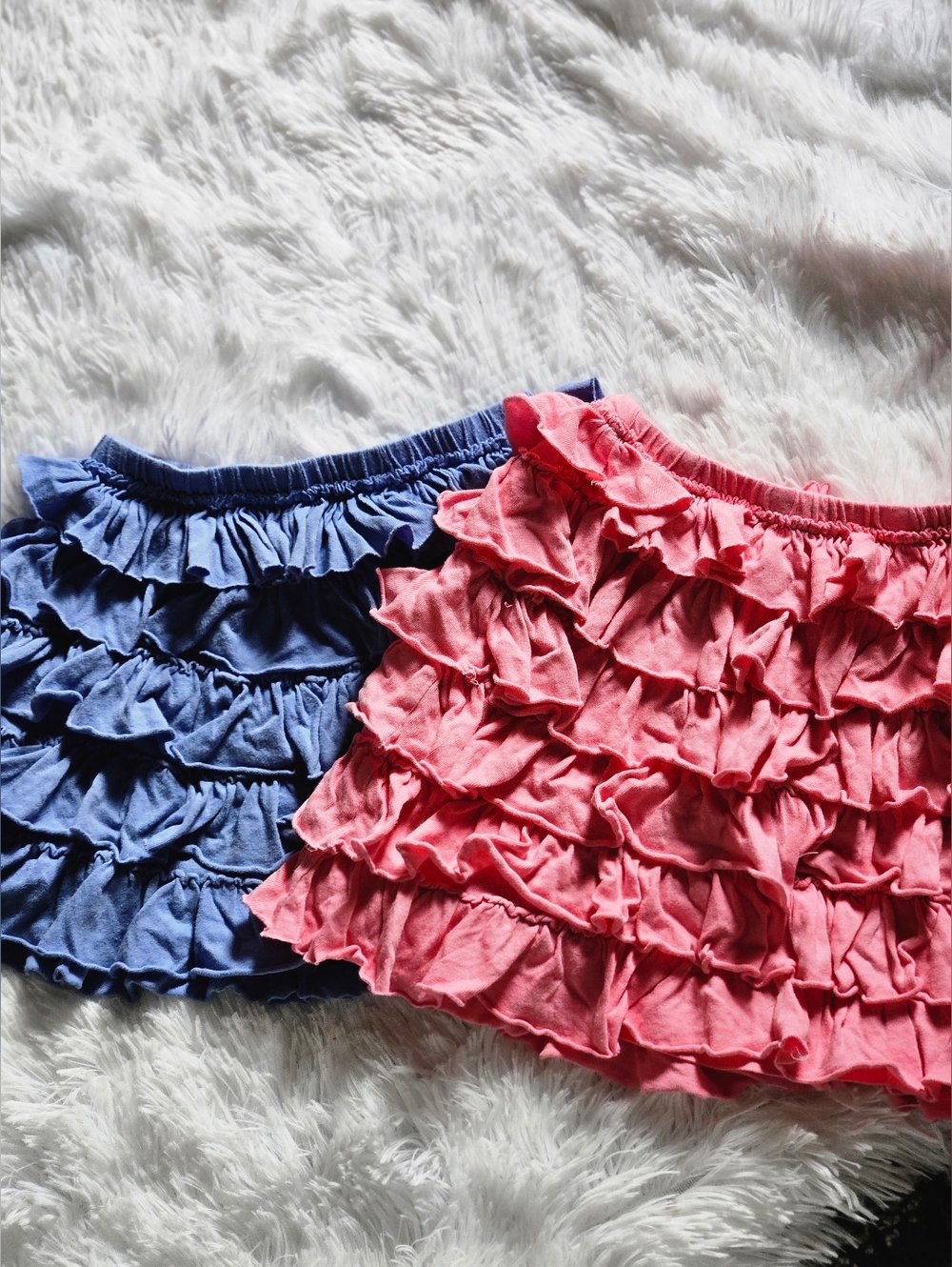 Set Of 2 Crewcuts Ruffled Layered Skirt — Blue & Coral Pink